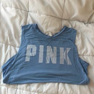 PINK baby blue muscle tee, worn once, very flowy